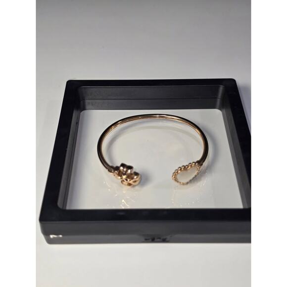 Tory Burch Roxanne Mother-of-Pearl & Gold Logo Open Cuff Bracelet NWOT - Picture 2 of 6